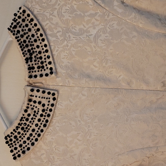 EUC Kensie Cream Colored Broquet Beaded Collar Dress - Picture 9 of 13